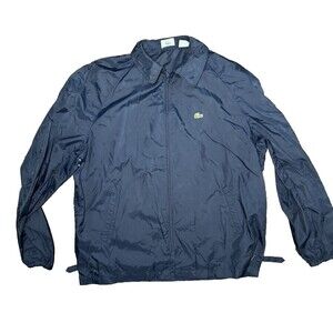 Lacoste Izod Jacket Men XL Navy Packable Lightweight Full Zip Windbreaker VTG